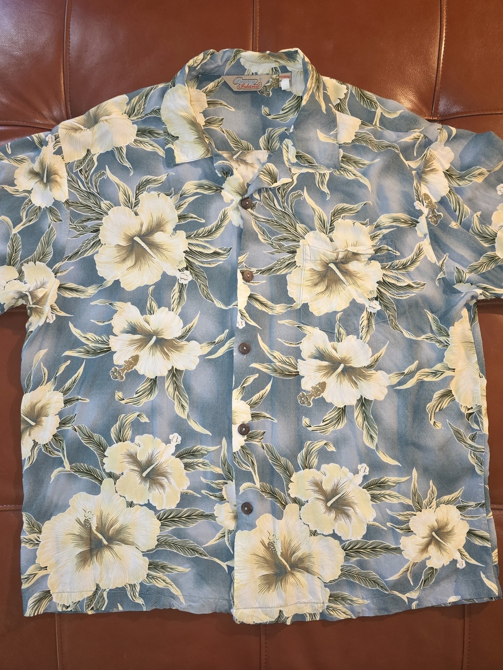 Vintage Men's Blue Floral Hawaiian Button Shirt